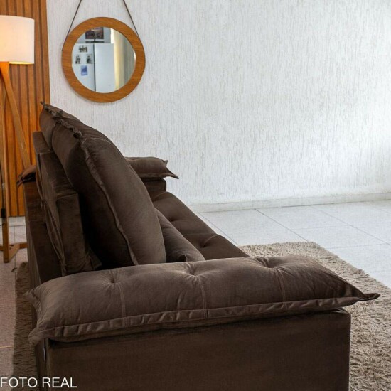 Sof� Retr�til Reclin�vel Sui�a 2.50m Veludo Marrom 204/06 - Sem Caixa