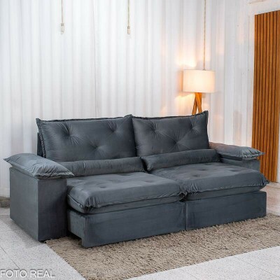 Sof� Retr�til Reclin�vel Sui�a 2.50m Veludo Grafite 213/05