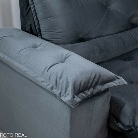 Sof� Retr�til Reclin�vel Sui�a 2.50m Veludo Grafite 213/05