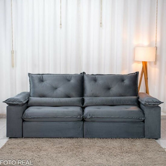 Sof� Retr�til Reclin�vel Sui�a 2.50m Veludo Grafite 213/05