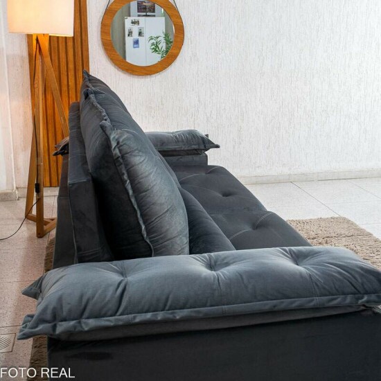 Sof� Retr�til Reclin�vel Sui�a 2.50m Veludo Grafite 213/05