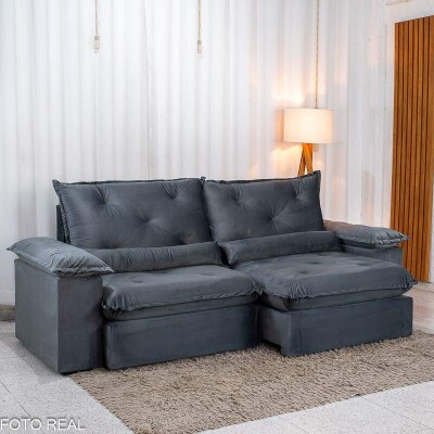 Sof� Retr�til Reclin�vel Sui�a 2.30m Veludo Grafite 213/05