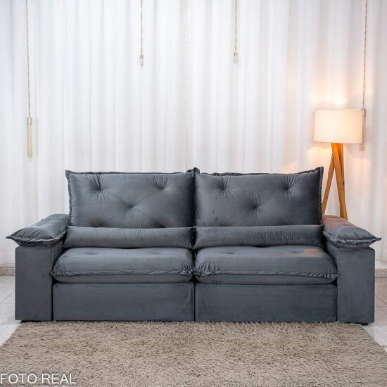 Sof� Retr�til Reclin�vel Sui�a 2.30m Veludo Grafite 213/05