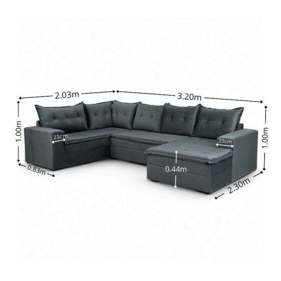 Sof� de Canto Atalanta 3.20 m Chaise Lado Esquerdo Veludo Grafite 213/05