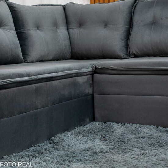 Sof� de Canto Atalanta 3.20 m Chaise Lado Esquerdo Veludo Grafite 213/05
