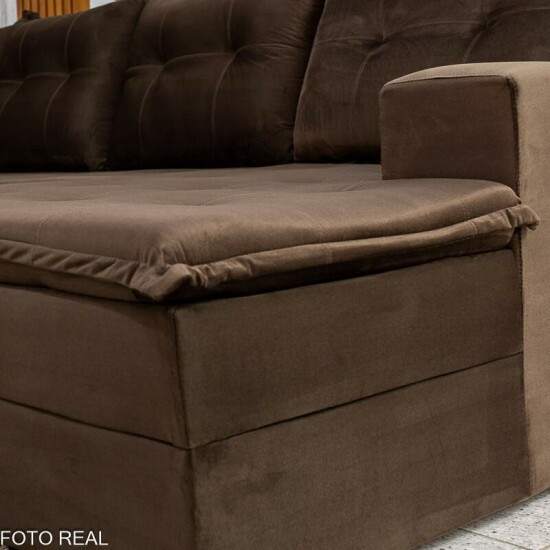 Sof� de Canto Atalanta 3.20m C/Chaise Lado Esquerdo Veludo Marrom 204/06