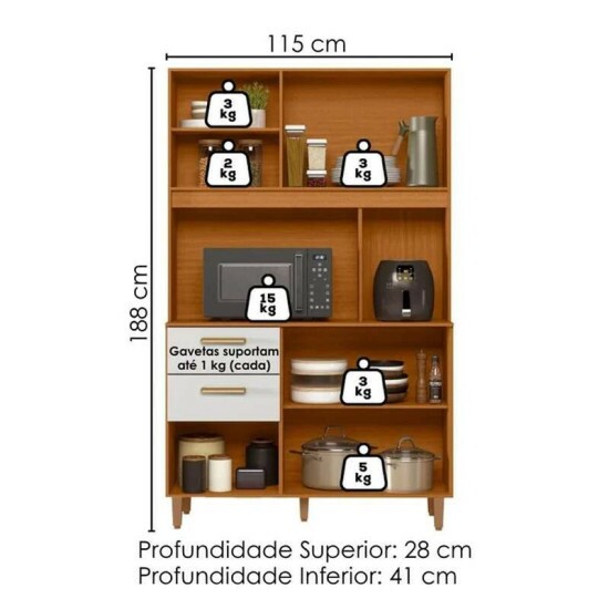 Kit Sicilia M�dio 1.15m Freij�/Off C/Portas Ripada/Frersada - Poliman