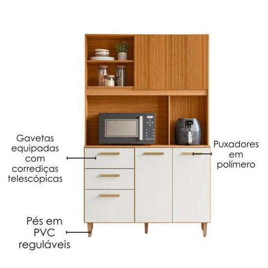 Kit Sicilia M�dio 1.15m Freij�/Off C/Portas Ripada/Frersada - Poliman