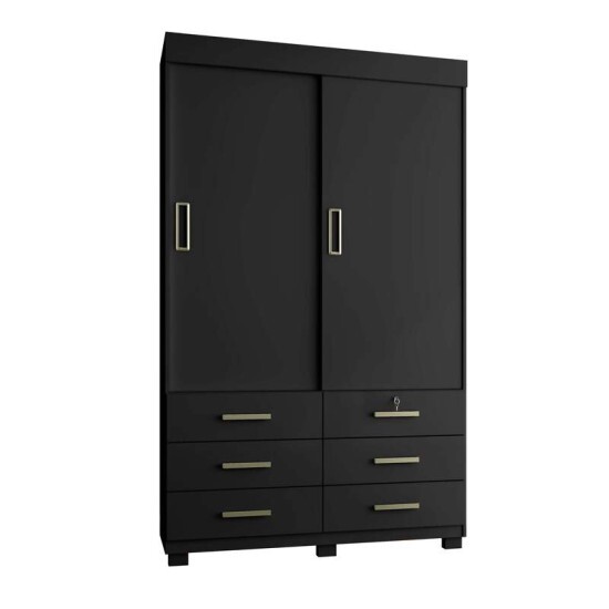 Guarda-roupa Solteiro B�zios 1.21m Preto 2 Portas 6 Gavetas - Rud Rack