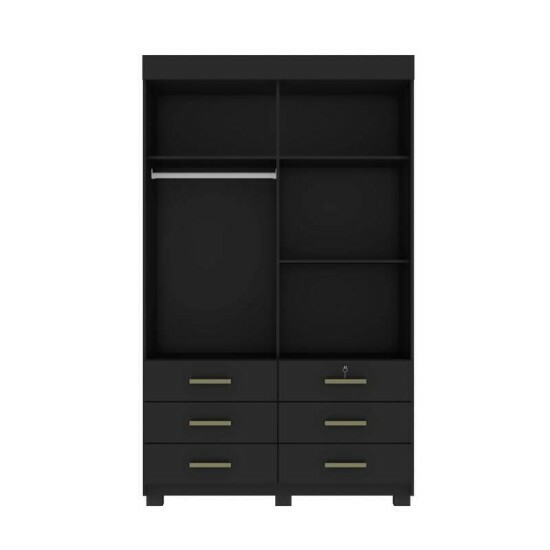 Guarda-roupa Solteiro B�zios 1.21m Preto 2 Portas 6 Gavetas - Rud Rack
