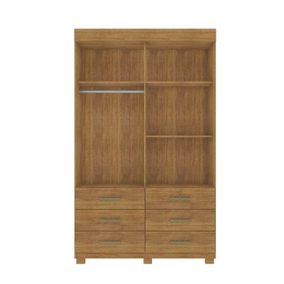 Guarda-roupa Solteiro B�zios 1.21m Cedro/Areia C/Espelho 2 Ports 6 Gavetas - Rud Rack