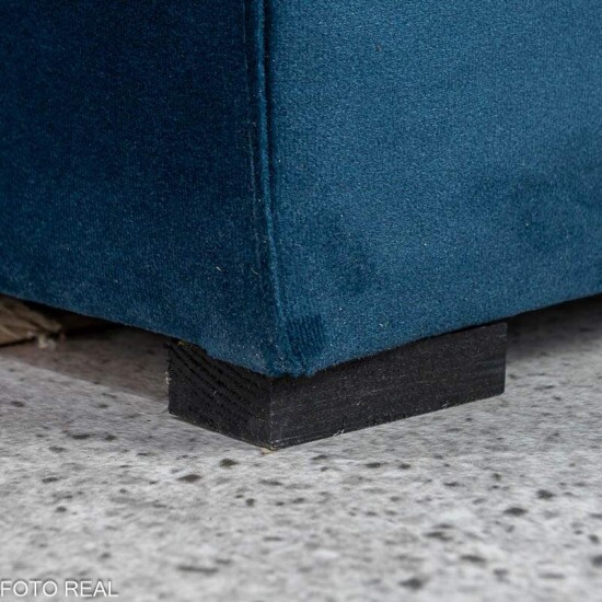 Sof� de Canto Retr�til Reclin�vel N�poles 2.75 m Veludo Azul 205/12