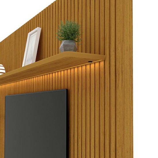 Painel Nobre Larg. 2.30m Naturale Ripado 100% MDF C/ Led para TV at� 85\\\" - Gelius