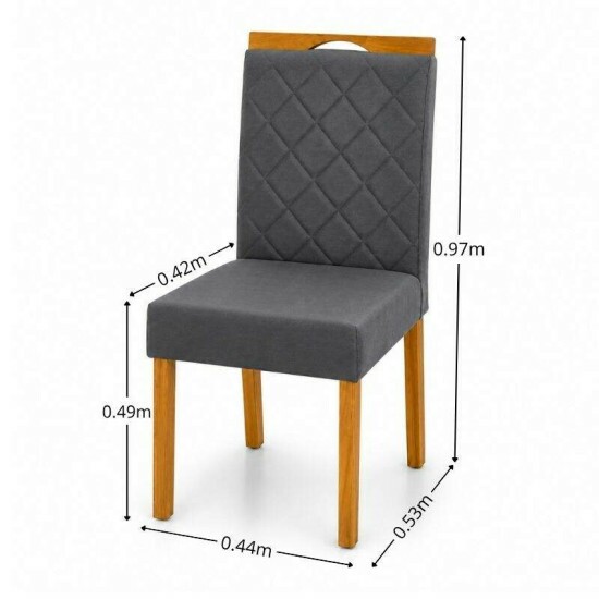 Caixa 2 Cadeiras Diamante Jolie Veludo Grafite 102 Estrutura Madeira WM Decor - Entregue Montada