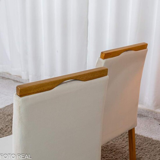 Caixa 2 Cadeiras Roma Jolie Veludo Bege 100 Estrutura Madeira WM Decor - Entregue Montada