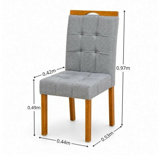 Caixa 2 Cadeiras Sophia Linho Cinza 206 Estrutura Madeira WM Decor - Entregue Montada