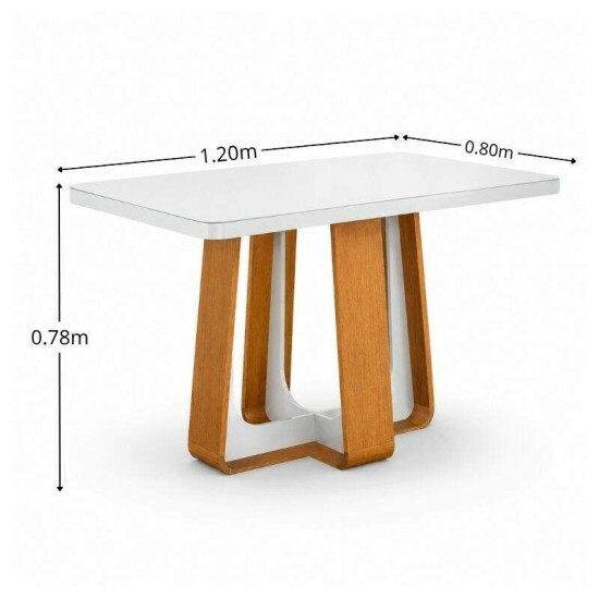 Mesa de Jantar Sintonia 120x80 Tampo Vidro Off Base Am�ndoa Off Lopas + 4 Cadeiras Gabi Linho Marrom Bom Lar - Entregue Montada