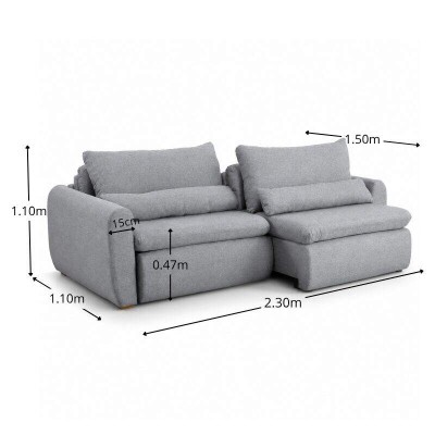 Sof� Retr�til Reclin�vel Meriva 2.30m Linho Cinza Claro - Sem Caixa