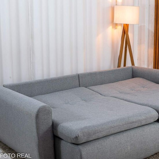 Sof� Retr�til Reclin�vel Meriva 2,30m Linho Cinza Claro - Sem Caixa