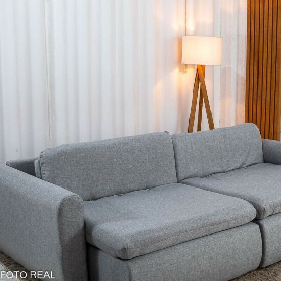 Sof� Retr�til Reclin�vel Meriva 2,30m Linho Cinza Claro - Sem Caixa