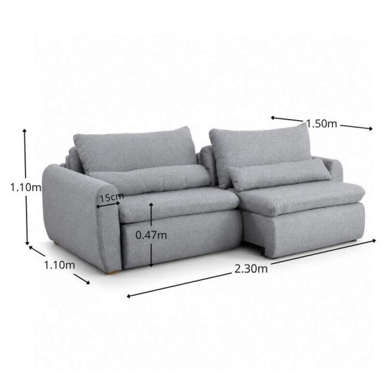 Sof� Retr�til Reclin�vel Meriva 2,30m Linho Cinza Claro - Sem Caixa
