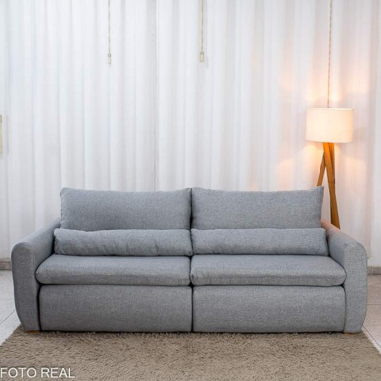 Sof� Retr�til Reclin�vel Meriva 2,30m Linho Cinza Claro - Sem Caixa