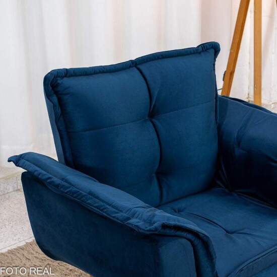 Poltrona Marlete Veludo Azul