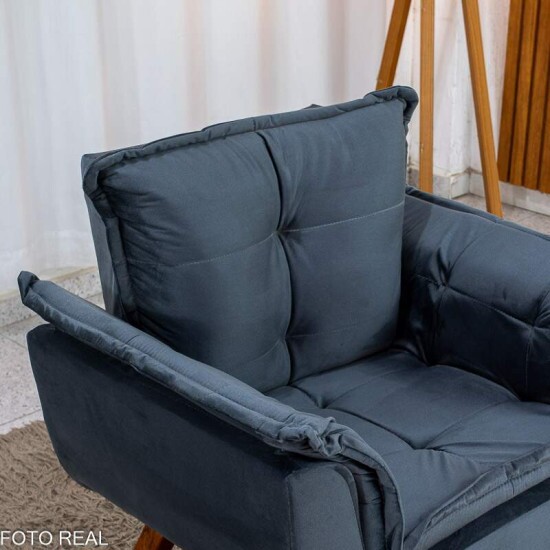 Poltrona Marlete Veludo Cinza