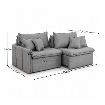 Sof� Retr�til Reclin�vel Detroit 2,00m Linho Cinza Claro - Sem Caixa