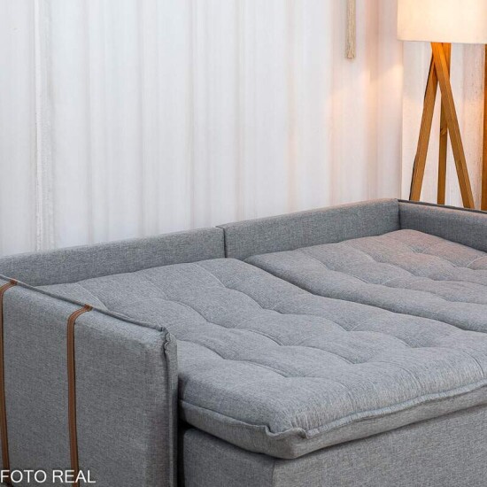 Sof� Retr�til Reclin�vel Detroit 2,00m Linho Cinza Claro - Sem Caixa