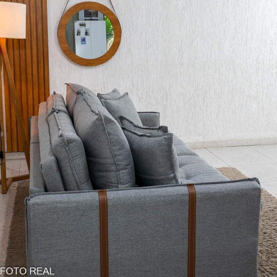 Sof� Retr�til Reclin�vel Detroit 2,00m Linho Cinza Claro - Sem Caixa
