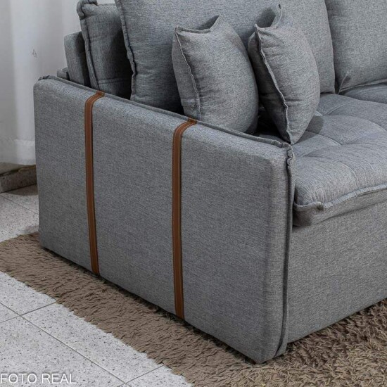 Sof� Retr�til Reclin�vel Detroit 2,00m Linho Cinza Claro - Sem Caixa