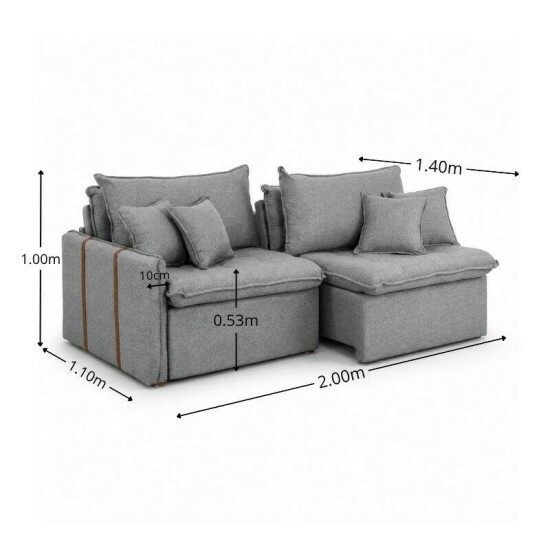 Sof� Retr�til Reclin�vel Detroit 2,00m Linho Cinza Claro - Sem Caixa