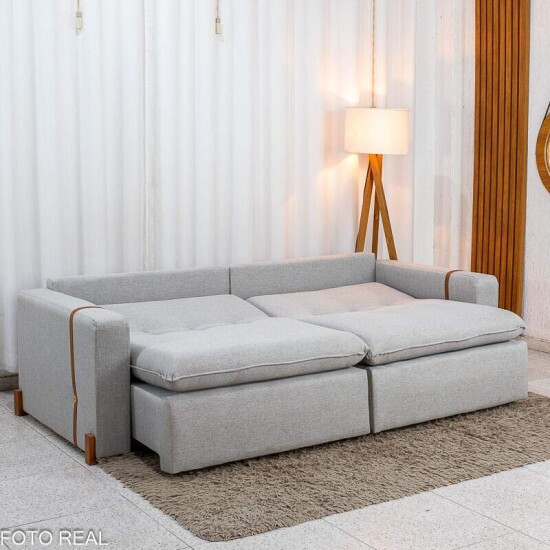 Sof� Retr�til Luma 2,30m Linho Cinza Gelo - Sem Caixa