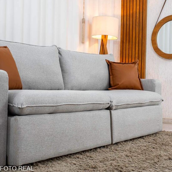 Sof� Retr�til Luma 2,30m Linho Cinza Gelo - Sem Caixa