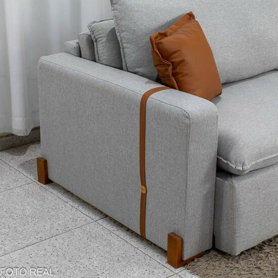 Sof� Retr�til Luma 2,30m Linho Cinza Gelo - Sem Caixa
