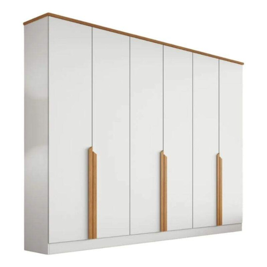 Guarda-roupa Casal 2,30m Bianca Branco/Nature 6 Portas 6 Gavetas 100% MDF - Bianchi