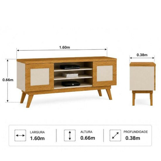 Rack 1,60m Detroit Cinamomo/Off para TV at� 65\\\" Valdem�veis