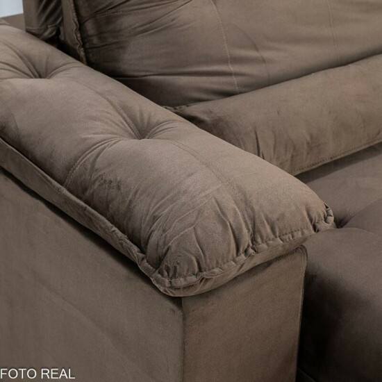 Sof� Retr�til Reclin�vel Gran Master 2.50m Veludo Marrom - D33 e Molas Ensacadas
