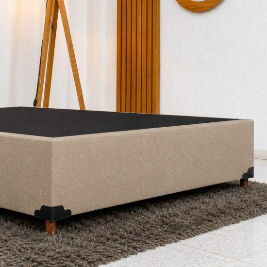 Base Box Casal Linh�o Bege Blindada 138x188x35 cm - Elitebox