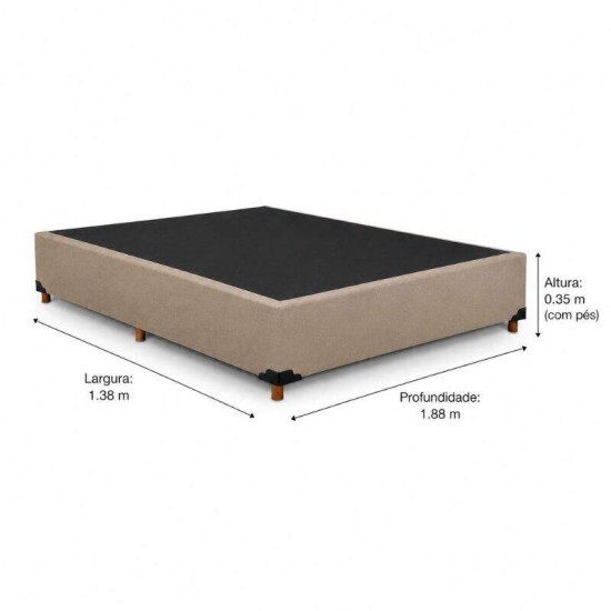 Base Box Casal Linh�o Bege Blindada 138x188x35 cm - Elitebox