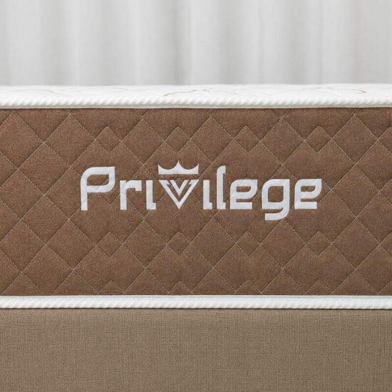 Colch�o Casal Molas Ensacadas Privilege Paropas + Base Box Casal Linh�o Bege Blindado Elitebox - 138x188x58