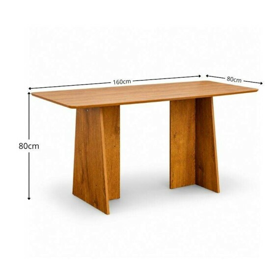 Mesa de Jantar Londres Tampo 160x80 Londres Cinamomo Cel M�veis + 6 Cadeiras Gabi Linho Cinza Estrutura Madeira Bom Lar - Entregue Montada