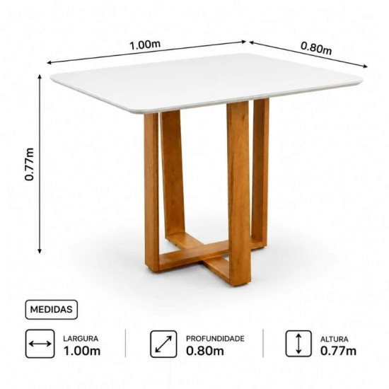 Mesa T�quio 100x80 Vidro Off Base Madeira + 4 Cadeiras Londres Linho Prata Estrutura Madeira Minas Plac - Entregue Montada