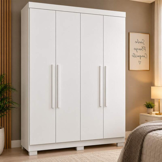 Guarda-roupa Solteiro 1,21m Recife Branco 4 Portas 2 Gavetas com P�s - Sall�to