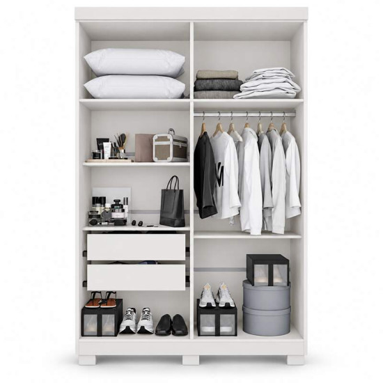 Guarda-roupa Solteiro 1,21m Recife Branco 4 Portas 2 Gavetas com P�s - Sall�to