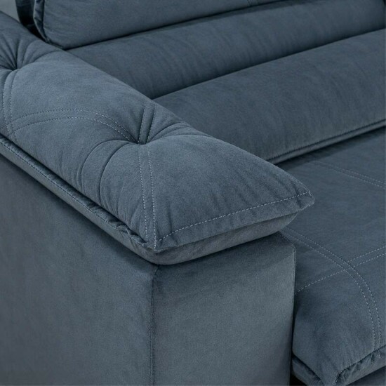 Sof� Retr�til Reclin�vel Dubai 2,90m Veludo Cinza 20