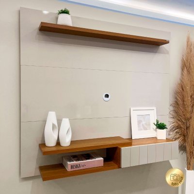 Painel Monza 1,35m Off/Cinamomo para TV at� 55