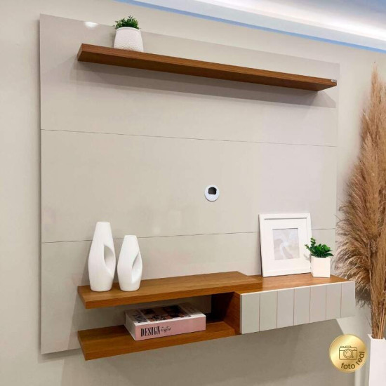 Painel Monza 1,35m Off/Cinamomo para TV at� 55\\\" - Artely