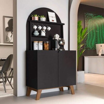 Cantinho do Caf� 0,80m Viena Preto 2 Portas - Arlety